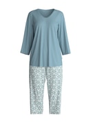 Damen - Capri-Pyjama aus 100% Baumwolle in Blau, Gemustert aus Serie Ornament Nights von CALIDA
