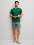 Men model is wearing Short pyjama made of 100% Cotton in Green, Checked from the Relax Imprint 2 series by CALIDA, Front view