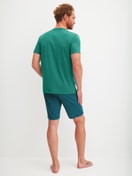 Men model is wearing Short pyjama made of 100% Cotton in Green, Patterned from the Relax Imprint 3 series by CALIDA, Back view