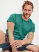 Men model is wearing Short pyjama made of 100% Cotton in Green, Patterned from the Relax Imprint 3 series by CALIDA, Additional Image