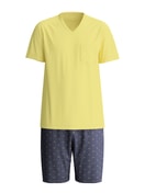 Herren - Kurz-Pyjama aus 100% Baumwolle in Gelb, Gemustert aus Serie EDITION 85 von CALIDA