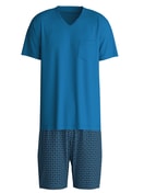 Herren - Kurz-Pyjama aus 100% Baumwolle in Blau, Gemustert aus Serie Relax Imprint 2 von CALIDA