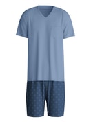 Herren - Kurz-Pyjama aus 100% Baumwolle in Blau, Gemustert aus Serie Relax Imprint 2 von CALIDA
