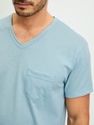 Men model is wearing Short pyjama made of 100% Cotton in Blue, Patterned from the Relax Imprint 3 series by CALIDA, Detail