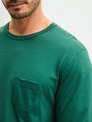 Men model is wearing Pyjamas, long made of 100% Cotton in Green, Checked from the Relax Imprint 2 series by CALIDA, Detail