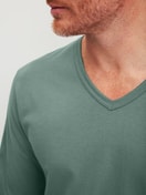 Men model is wearing Pyjamas, long made of 100% Cotton in Green, Patterned from the Cotton Special series by CALIDA, Detail
