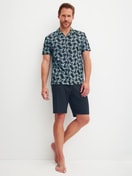 Le mannequin Homme porte le/la Pyjama court en 100% coton de couleur Bleu, À motifs, de la série Relax Imprint 2 de CALIDA, Vue de face