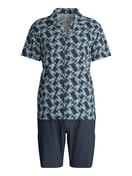 Homme - Pyjama court en 100% coton de couleur Bleu, À motifs, de la série Relax Imprint 2 de CALIDA