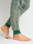 Men model is wearing Pyjama with cuff made of 100% Cotton in Green, Checked from the Relax Imprint 2 series by CALIDA, Detail