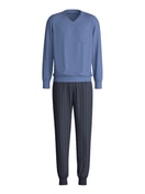 Herren - Bündchen-Pyjama aus 100% Baumwolle in Blau, Gemustert aus Serie Relax Imprint 1 von CALIDA