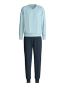Herren - Bündchen-Pyjama aus 100% Baumwolle in Blau, Gemustert aus Serie Relax Imprint 3 von CALIDA