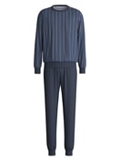 Herren - Bündchen-Pyjama aus 100% Baumwolle in Blau, Gestreift aus Serie Relax Imprint 1 von CALIDA
