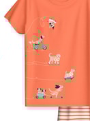 Kinder - Kurz-Pyjama aus 100% Baumwolle in Orange,  aus Serie Toddlers Scooter von CALIDA