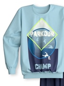 Kinder - Bündchen-Pyjama aus 100% Baumwolle in Blau, Gemustert aus Serie Kids Parkour von CALIDA