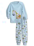 Kinder - Bündchen-Pyjama aus 100% Baumwolle in Blau, Gemustert aus Serie Toddlers Worker von CALIDA