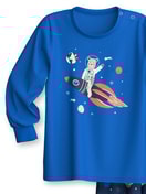 Kinder - Bündchen-Pyjama aus 100% Baumwolle in Blau, Gemustert aus Serie Toddlers Space von CALIDA