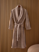 Damen - Bademantel, Länge 120 cm aus Baumwolle in Beige, Einfarbig aus Serie Lounge Element von CALIDA, Detail