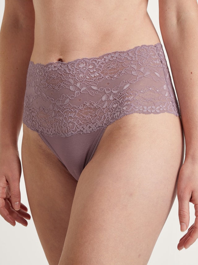 Slip taille haute avec bordures en dentelle