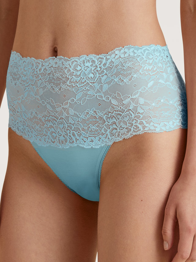 Slip taille haute avec bordures en dentelle