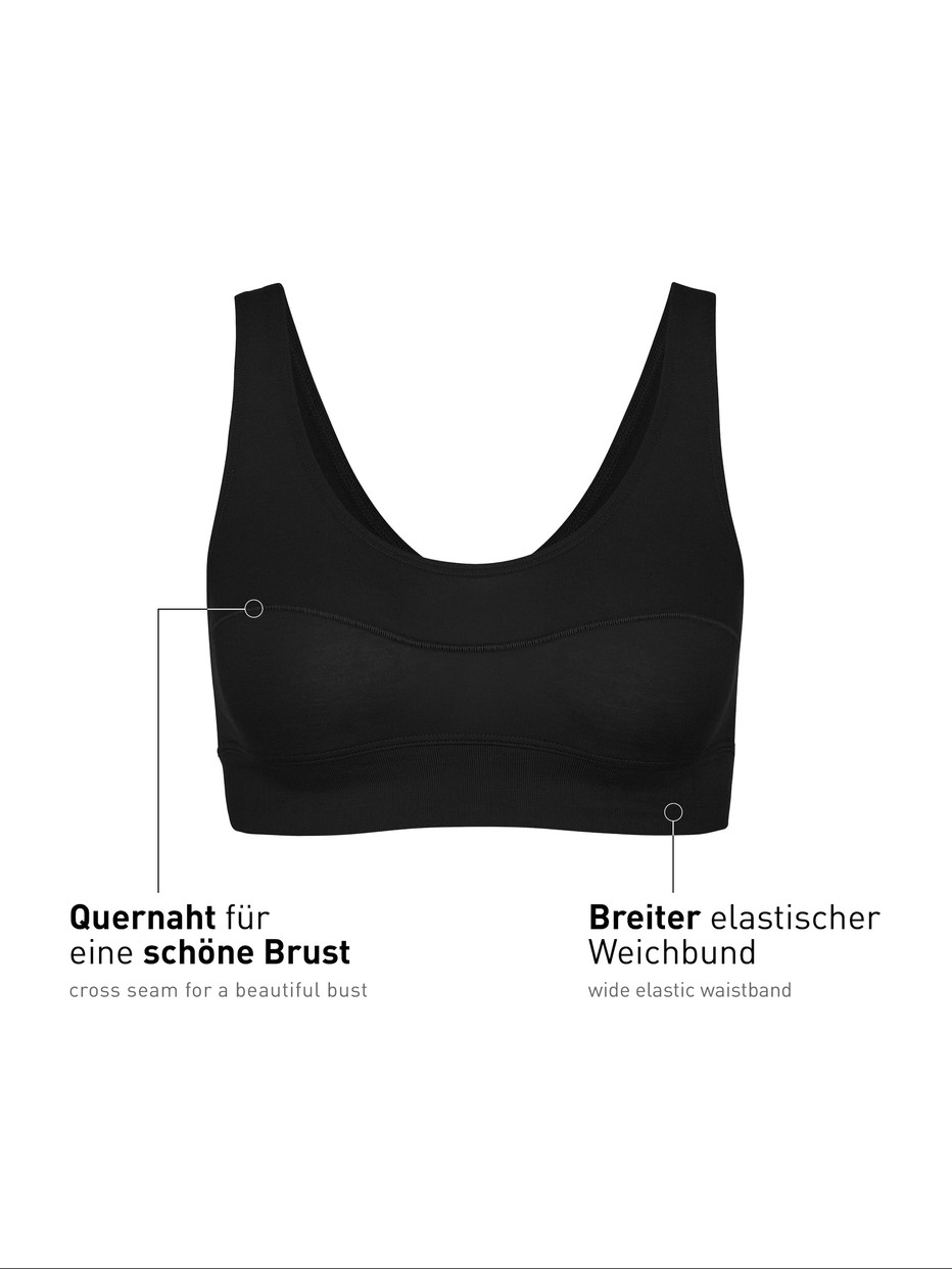 Donna - Bustier in Cotone di colore Nero, Tinta unita, della serie Elastic di CALIDA