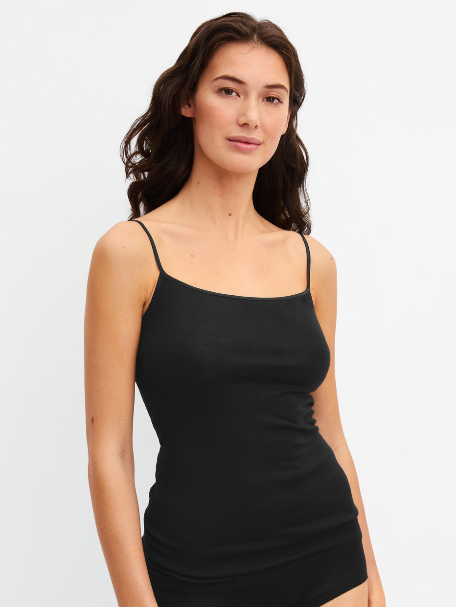 Women model is wearing  made of Wool in Black, Unicoloured from the True Confidence series by CALIDA, Front view