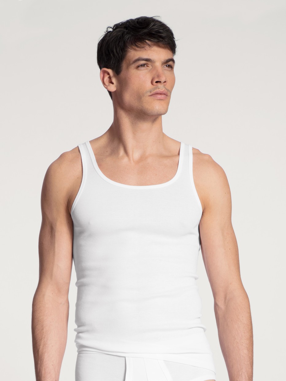 Men model is wearing  made of 100% Cotton in White, Unicoloured from the Twisted Cotton Duo series by CALIDA, Front view