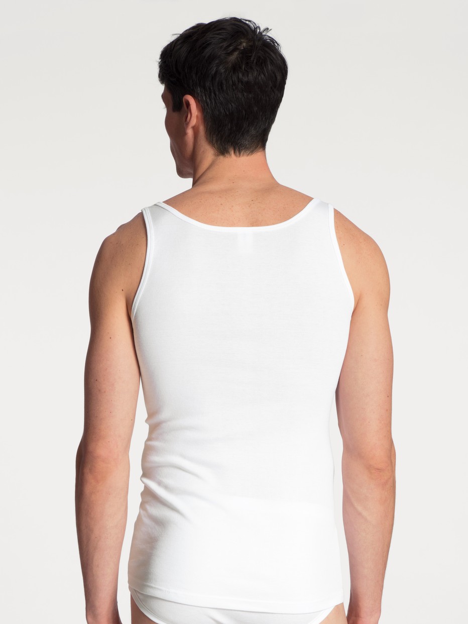 Men model is wearing  made of 100% Cotton in White, Unicoloured from the Twisted Cotton Duo series by CALIDA, Back view