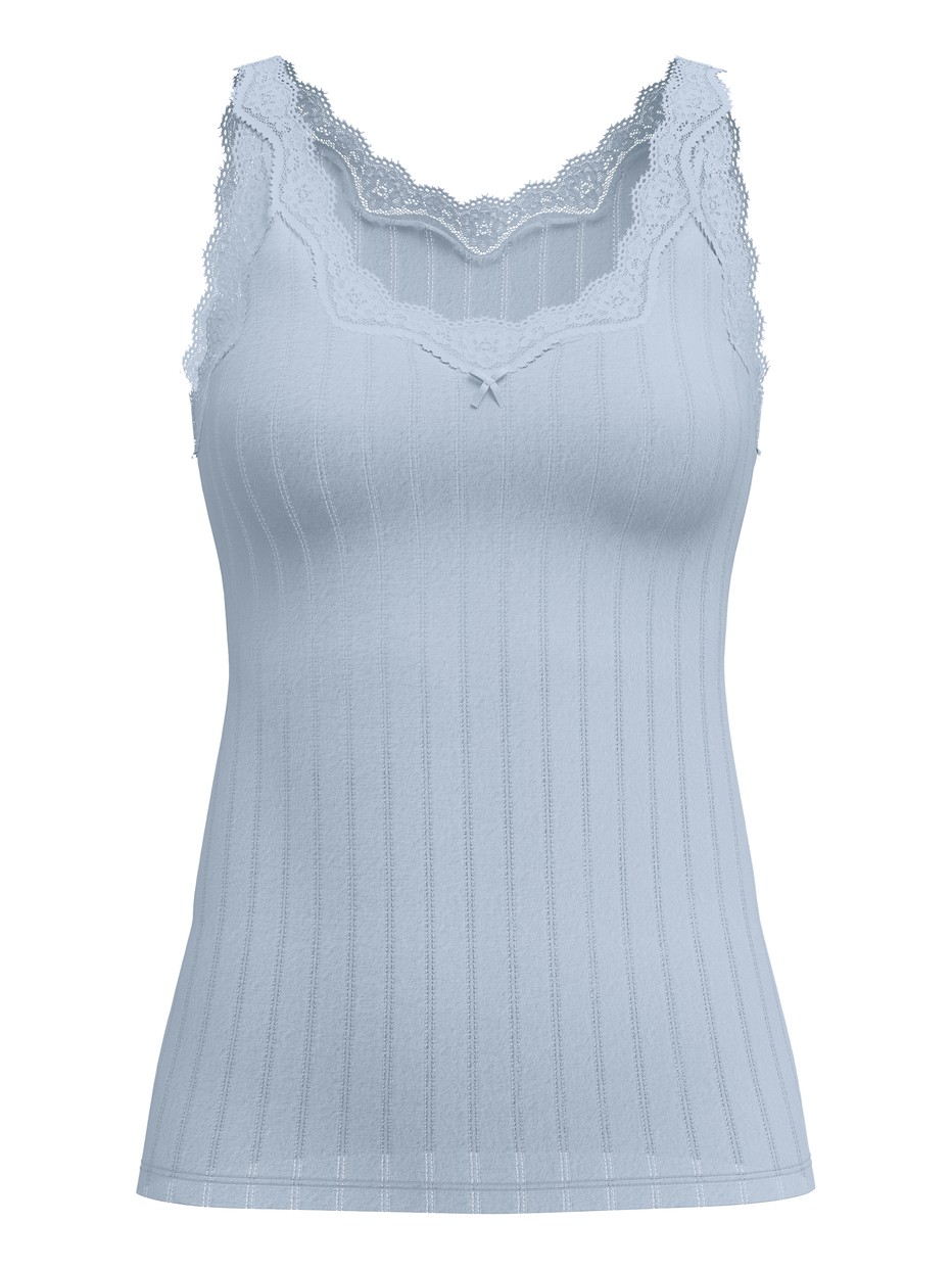Damen - Tank-Top aus Baumwolle in Blau, Spitze aus Serie Etude Toujours von CALIDA