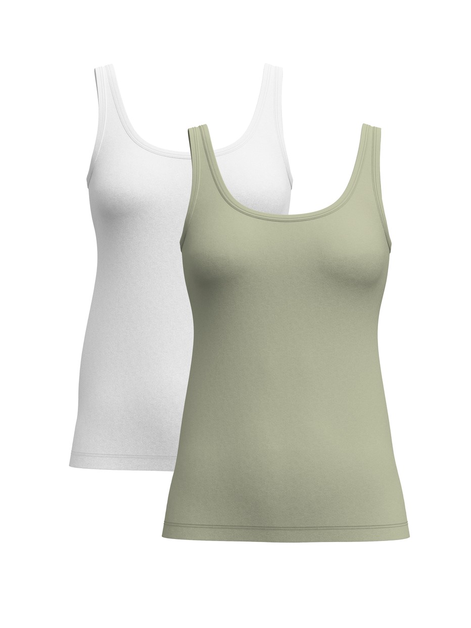 Multipack Damen - Tank-Top, 2er-Pack aus Baumwolle in Grün, Einfarbig aus Serie Benefit Women Spec. von CALIDA