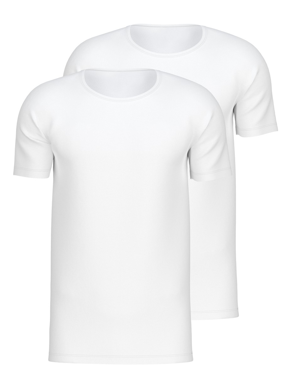 Herren - T-Shirt, 2er-Pack aus Baumwolle in Weiß, Einfarbig aus Serie Natural Benefit von CALIDA