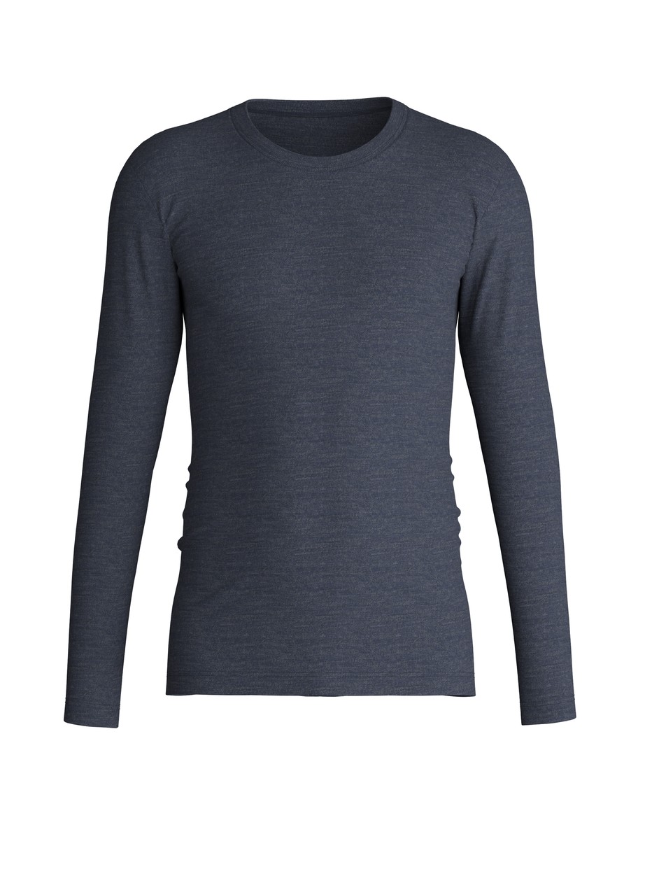 Herren - Langarm-Shirt aus Wolle und Seide aus Wolle in Blau, Einfarbig aus Serie Wool & Silk von CALIDA
