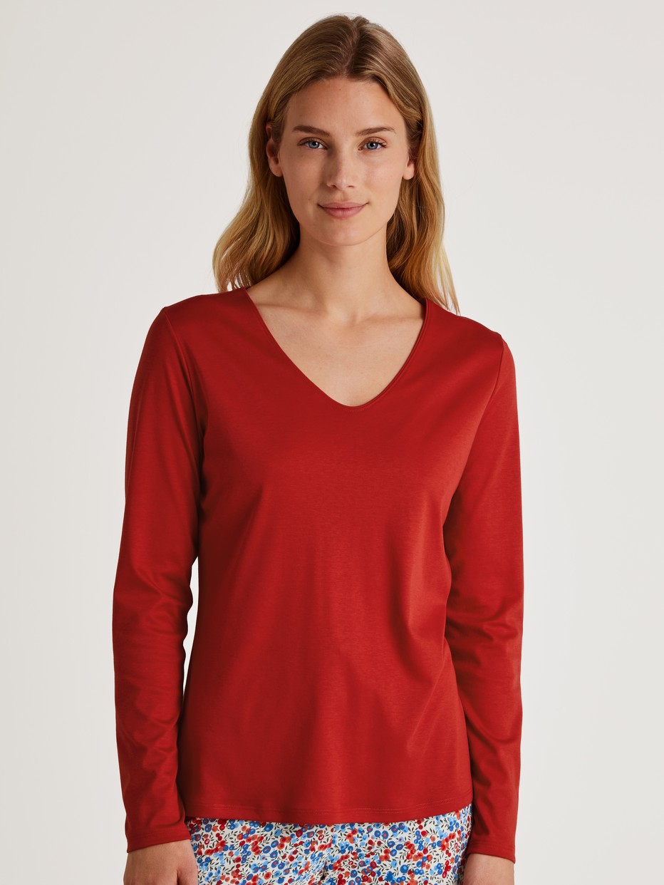 Langarm-Shirt, V-Neck