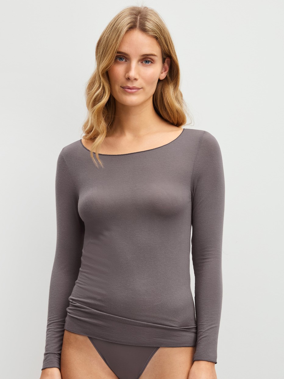 Women model is wearing  made of Modal in Brown, Unicoloured from the Second Skin series by CALIDA, Front view