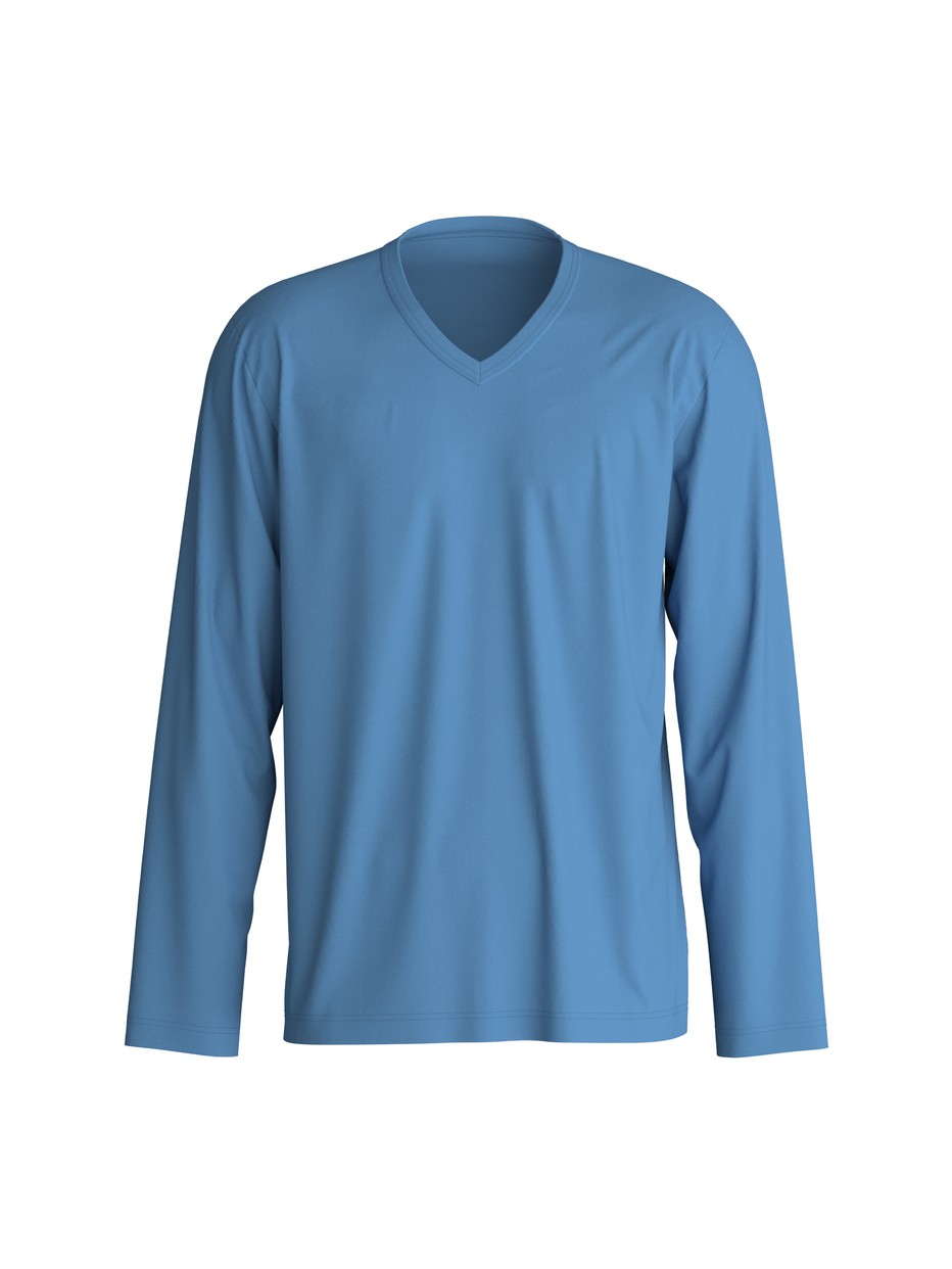 Herren - Langarm-Shirt aus 100% Baumwolle in Blau, Einfarbig aus Serie Remix Xtra von CALIDA