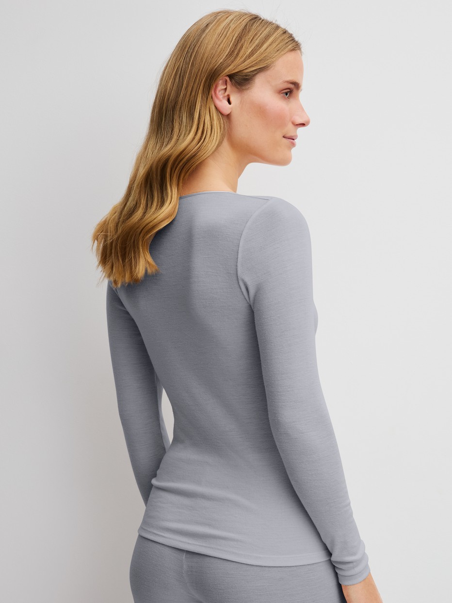 Women model is wearing  made of Wool in Grey, Unicoloured from the True Confidence series by CALIDA, Back view