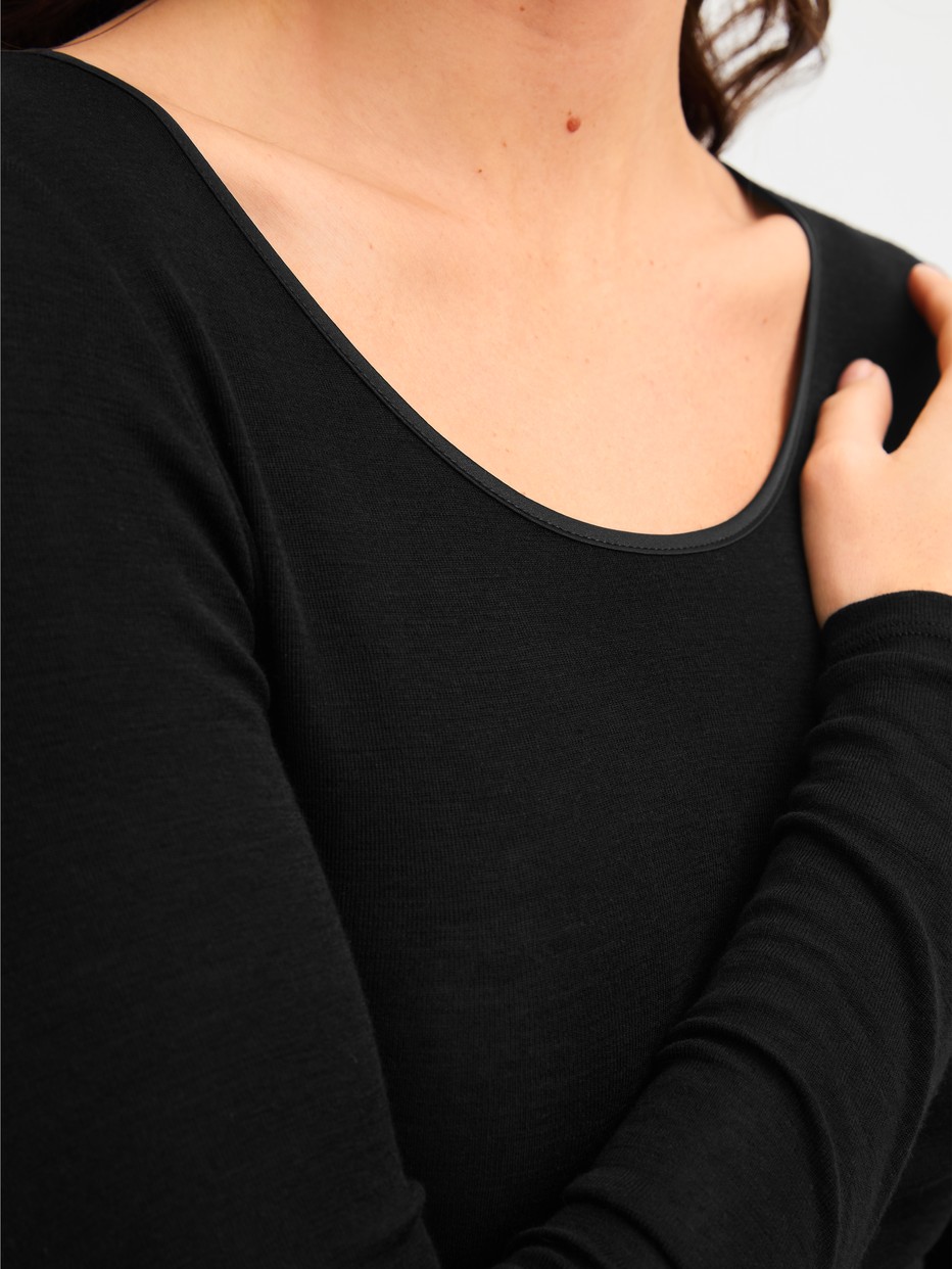 Women model is wearing  made of Wool in Black, Unicoloured from the True Confidence series by CALIDA, Detail