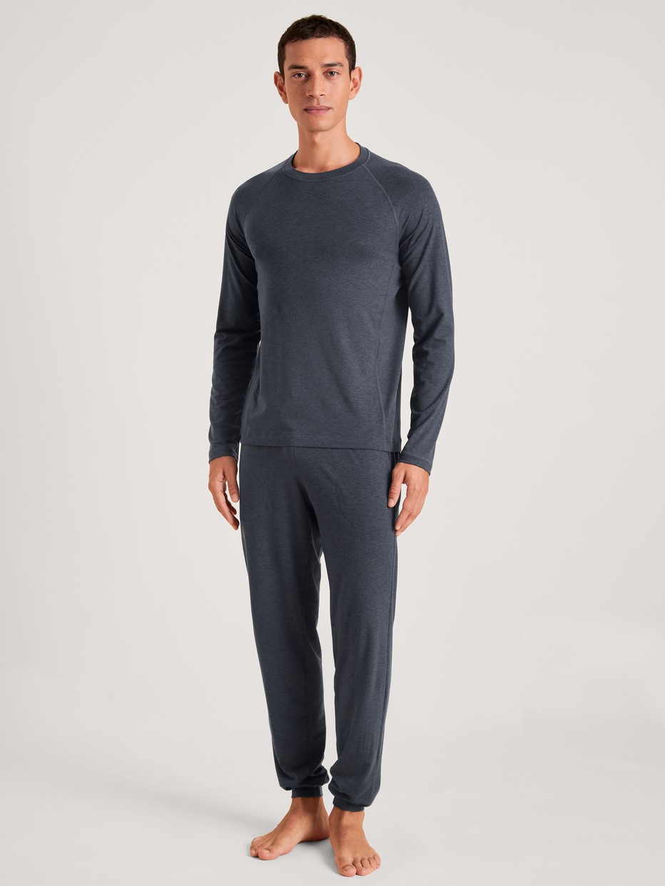 Le mannequin Homme porte le/la T-shirt à manches longues en Lyocell de couleur Gris, Unicolore, de la série DSW Warming de CALIDA, Vue de face, Tenue