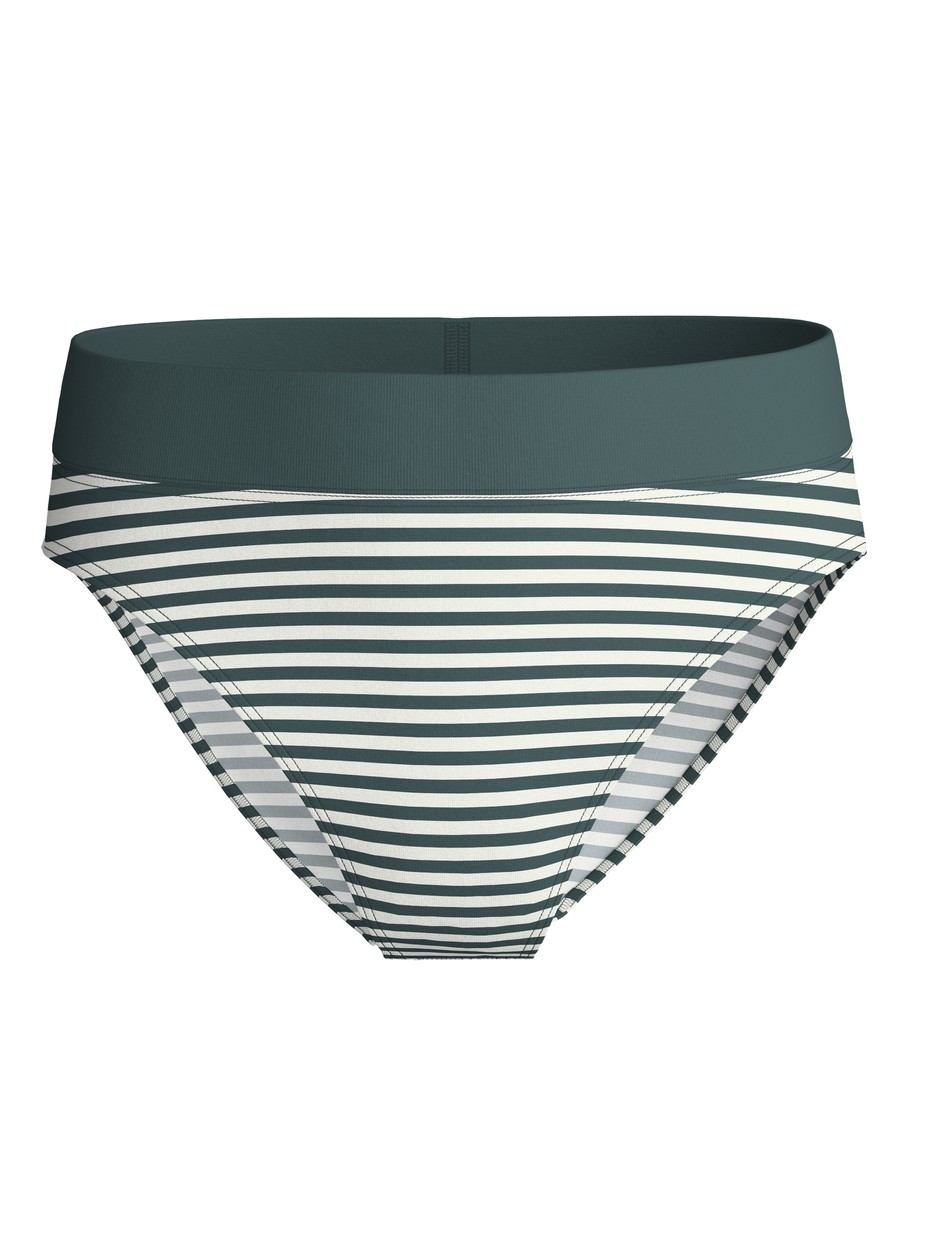 Damen - Slip mit Softbund, high waist aus Baumwolle in Grün, Gestreift aus Serie Elastic Special von CALIDA