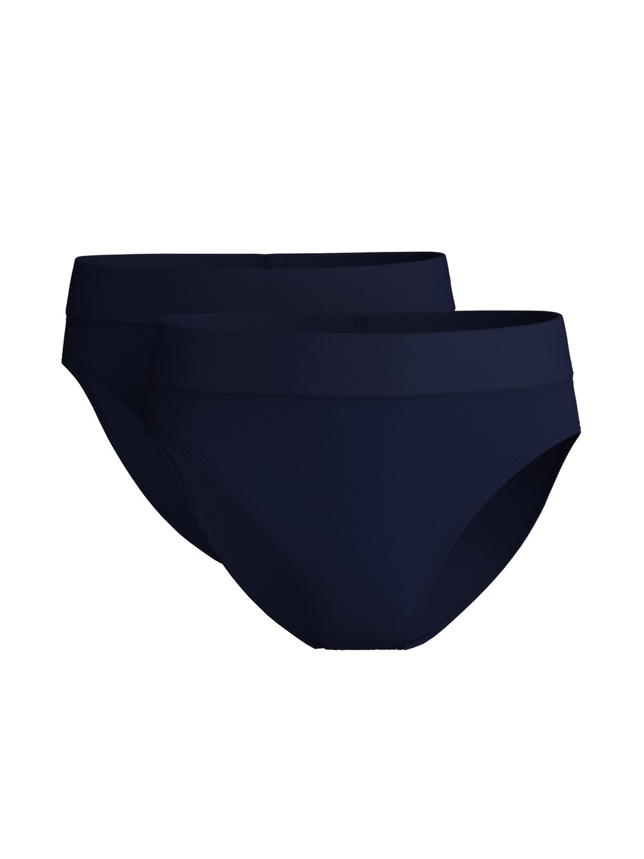 Multipack Damen - Slip, High-Waist, 2er-Pack aus Baumwolle in Blau, Gemustert aus Serie Elastic Duopack von CALIDA