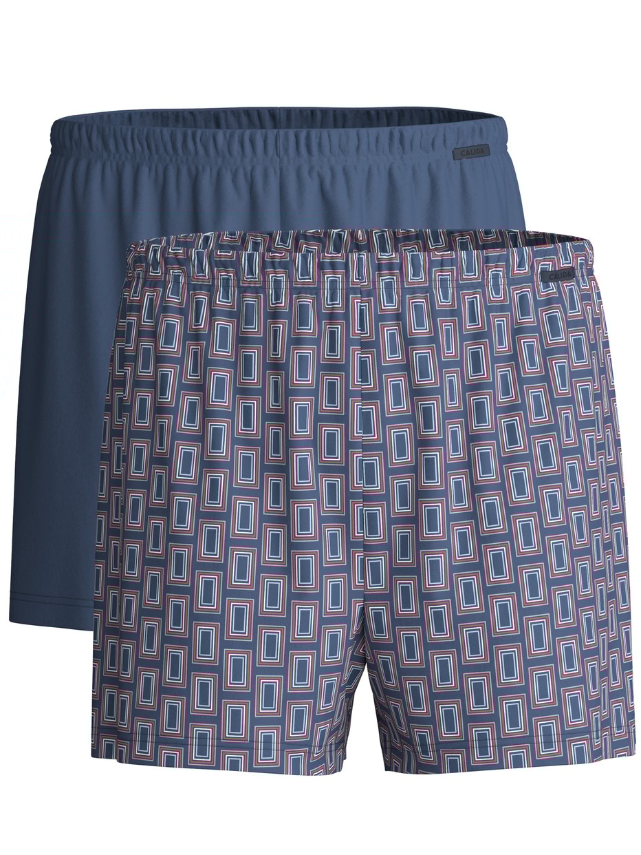 Multipack Men - Boxer Shorts, 2-Pack made of 100% Cotton in Blue, Patterned, from the Daywear Xtra series by CALIDA