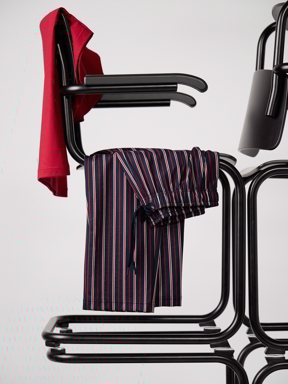 Men - Pyjama Bottoms with Side Pockets made of 100% Cotton in Red, Checked, from the Remix Basic Sleep series by CALIDA, Detail