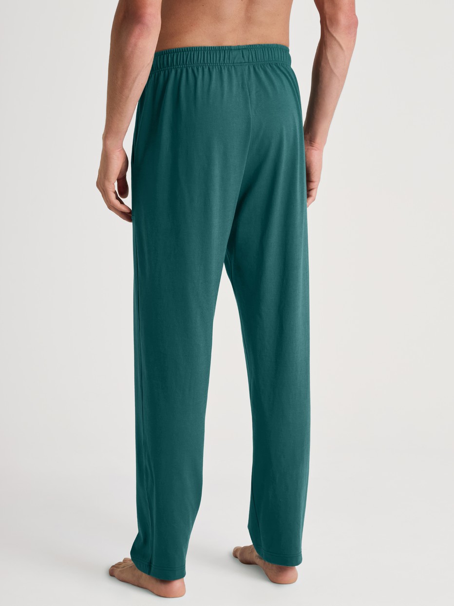 Le mannequin Homme porte le/la Bas de pyjama avec poches en 100% coton de couleur Vert, Unicolore, de la série RMX Sleep Weekend de CALIDA, Vue arrière