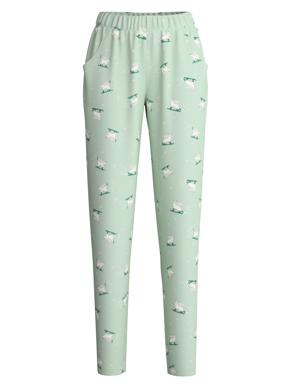 Damen - Pyjamahose mit Seitentaschen aus 100% Baumwolle in Grün, Motiv aus Serie Favourites Cats von CALIDA