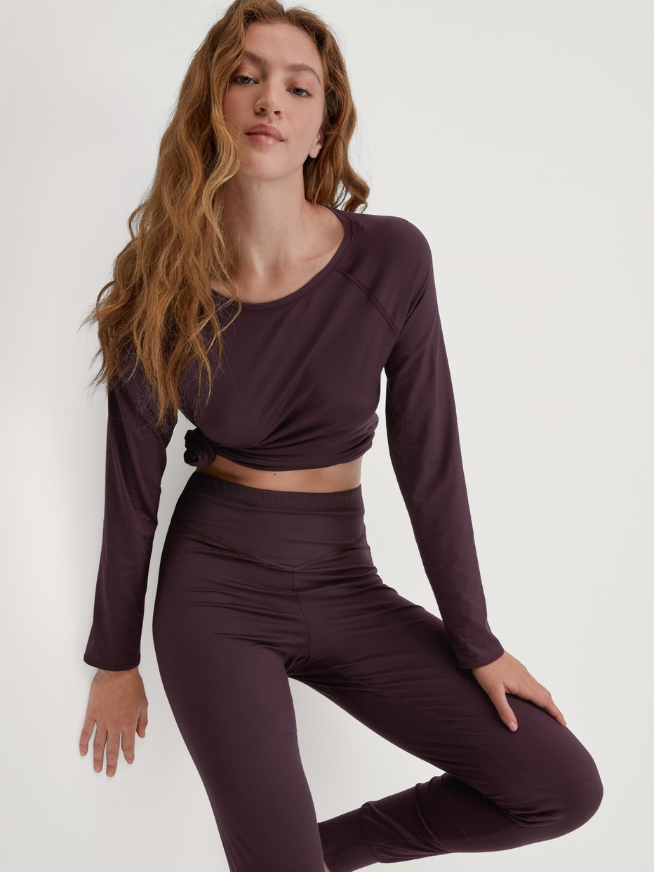 Le mannequin Femme porte le/la Bas de pyjama avec poignets en Modal de couleur Marron, Unicolore, de la série DSW Balancing de CALIDA, Image supplémentaire