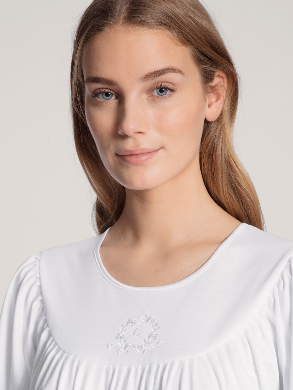 Women - Nightdress, length 120cm made of 100% Cotton in White, Unicoloured, from the  series by CALIDA, Detail