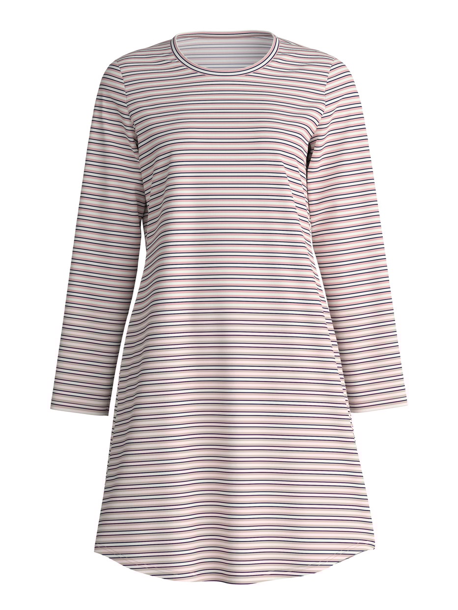 Damen - Langarm-Nachthemd, Länge 95 cm aus 100% Baumwolle in Rosa, Gestreift aus Serie Nightwear Xtra von CALIDA