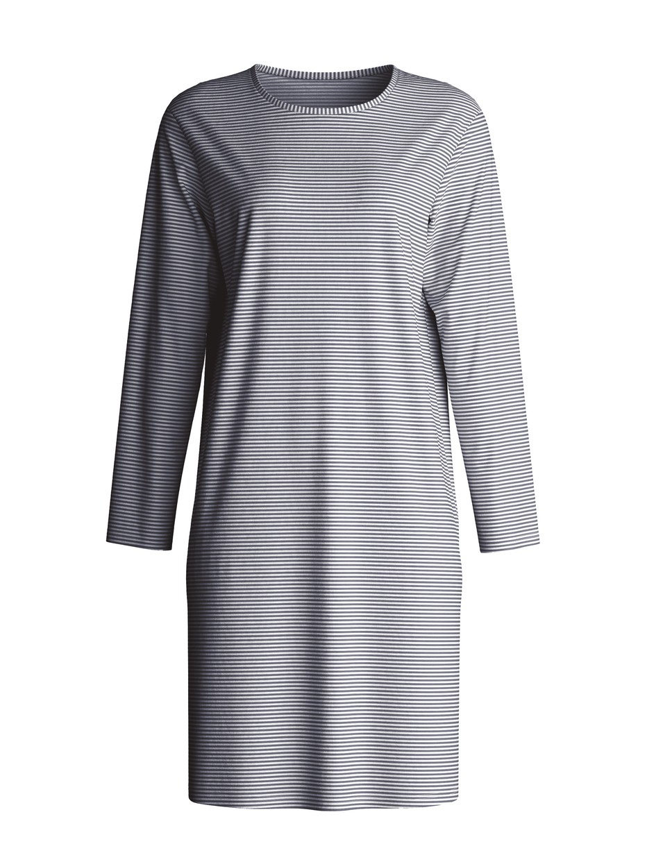 Damen - Langarm-Nachthemd, Länge 100 cm aus 100% Baumwolle in Blau, Gemustert aus Serie Cotton Special von CALIDA