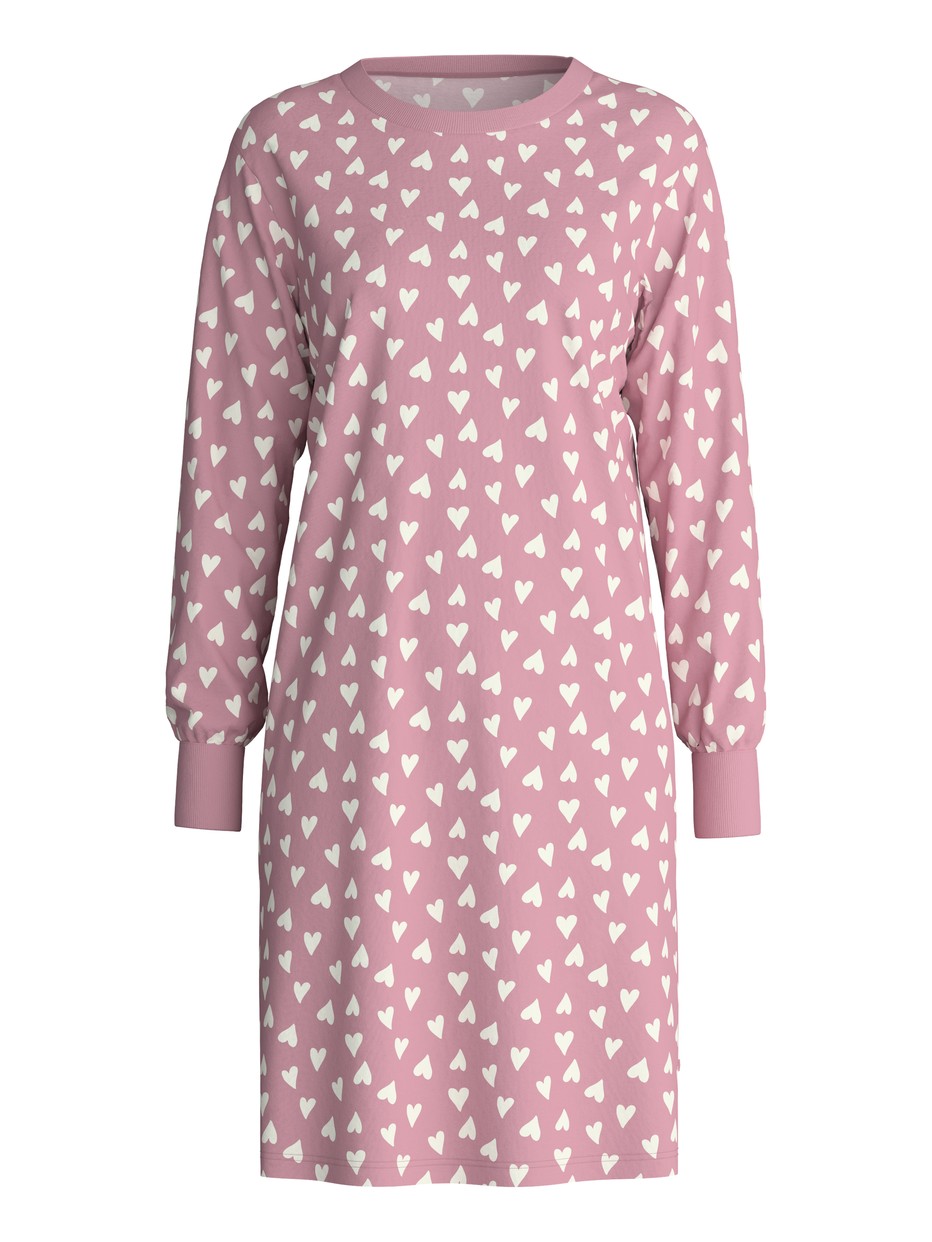 Damen - Langarm-Nachthemd, Länge 100 cm aus 100% Baumwolle in Rosa, Gemustert aus Serie Cotton Special von CALIDA, Verpackung
