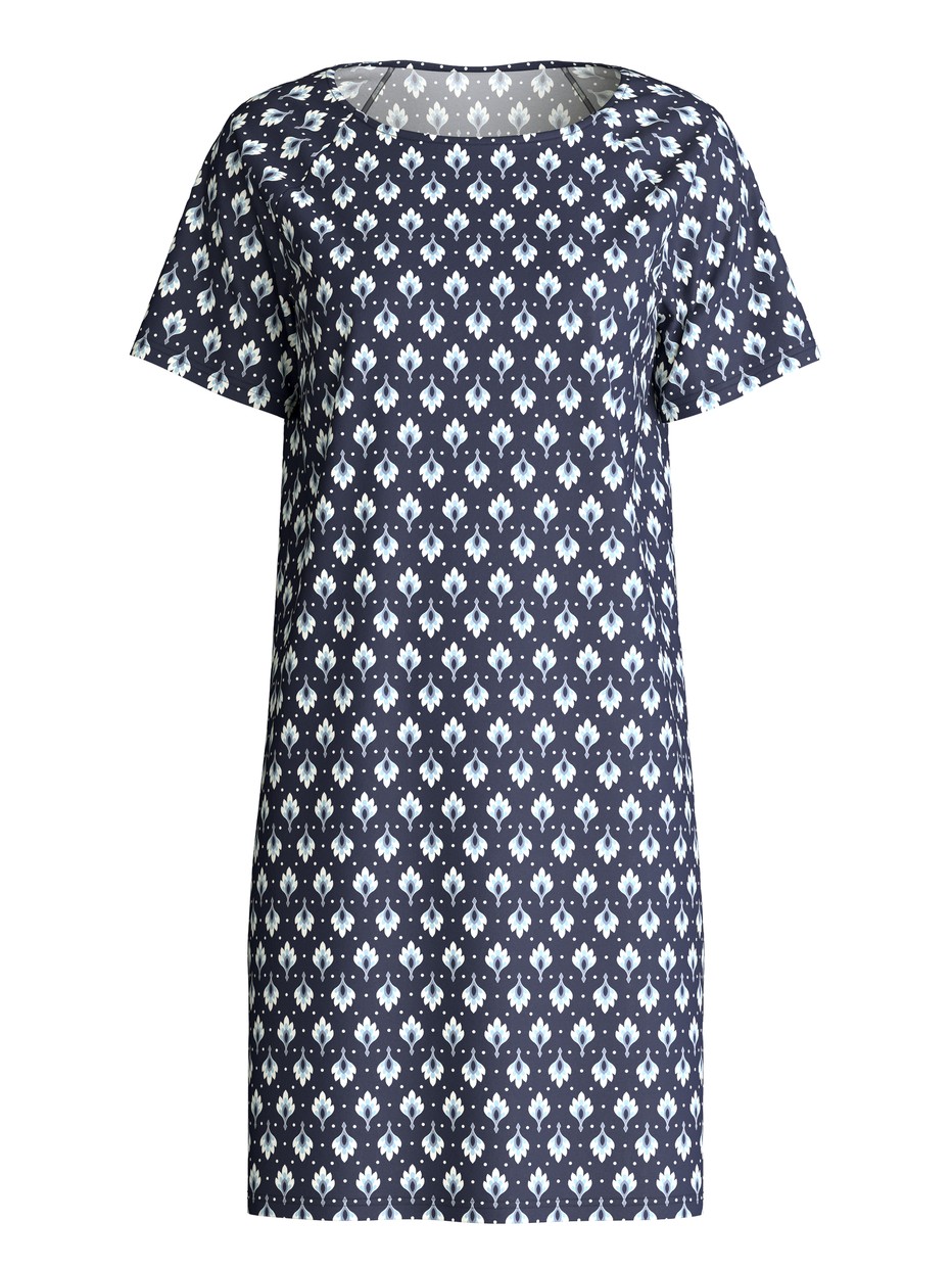 Damen - Kurzarm-Nachthemd aus 100% Baumwolle in Blau, Gemustert aus Serie Daylight Dreams von CALIDA