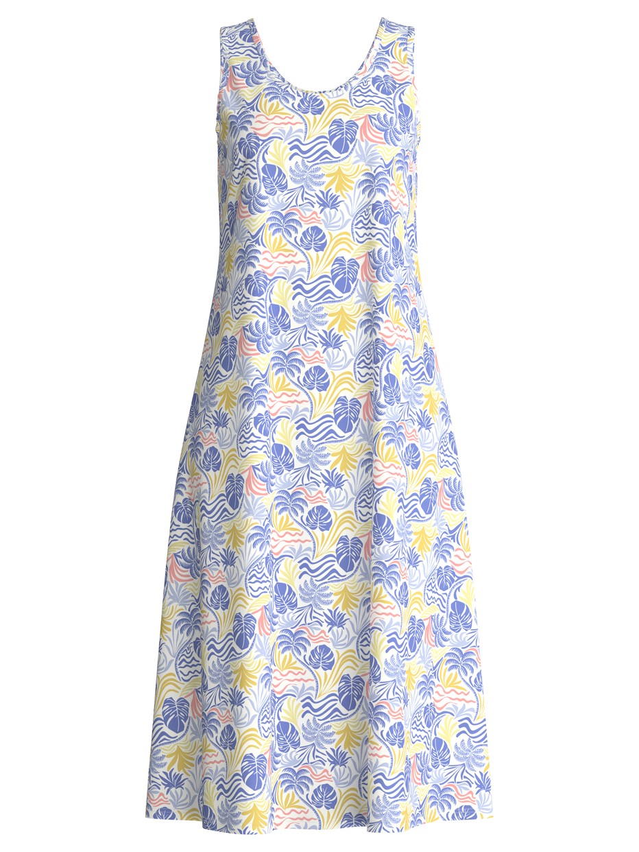 Women - Nightdress, length 125 cm made of 100% Cotton in Blue, Floral, from the Coastal Dreams series by CALIDA